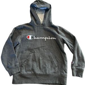 Champion Boys Hoodie Small Gray Spellout Logo Pullover Casual